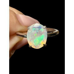 Bague argent opale welo crystal facettée