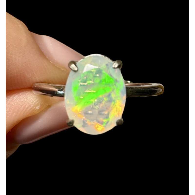 Bague argent opale welo crystal facettée