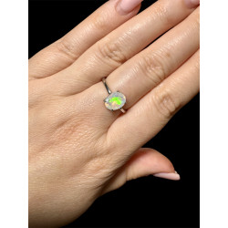Bague argent opale welo crystal facettée