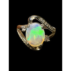 Bague argent  opale welo crystal  facettée