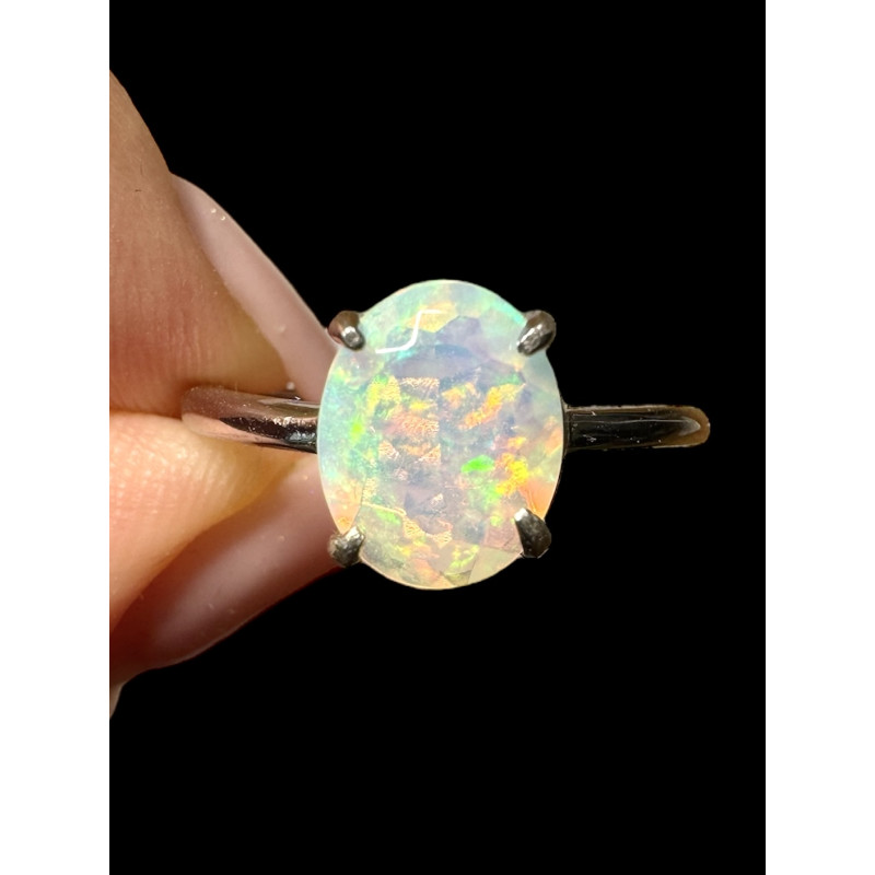 Bague argent opale welo crystal facettée