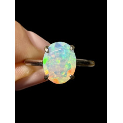 Bague argent opale welo crystal facettée