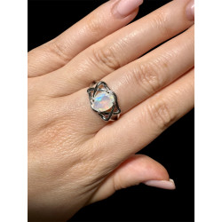 Bague argent opale welo crystal facettée