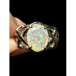 Bague argent opale welo crystal facettée