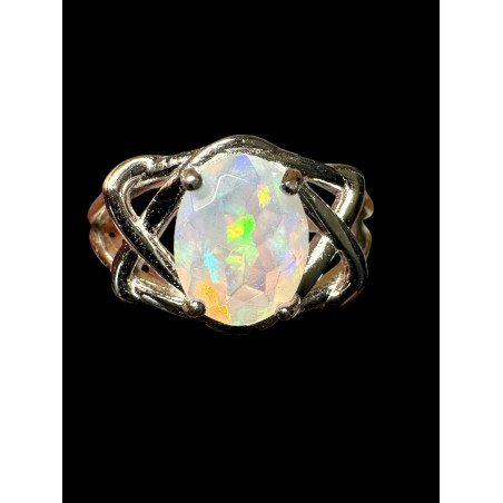Bague argent opale welo crystal facettée