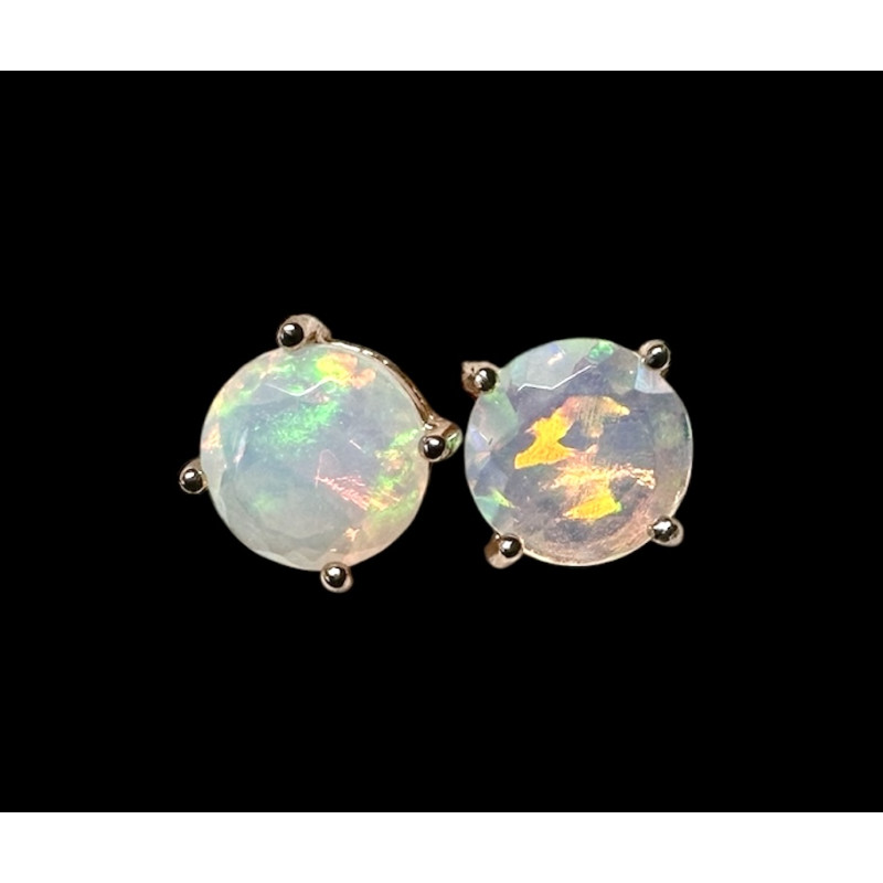 Boucles d'oreilles argent plaqué or rose opales welo