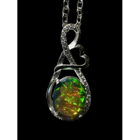 Pendentif argent massif Opale welo facettée