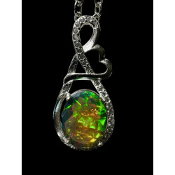 Pendentif argent massif Opale welo facettée