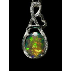Pendentif argent massif Opale welo facettée
