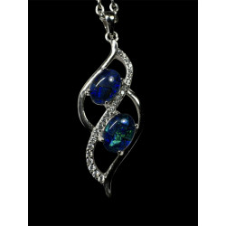 Pendentif argent Opale triplet mosaïque australien