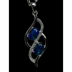 Pendentif argent Opale triplet mosaïque australien