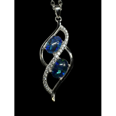 Pendentif argent Opale triplet mosaïque australien