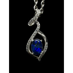 Pendentif argent Opale triplet mosaïque australien