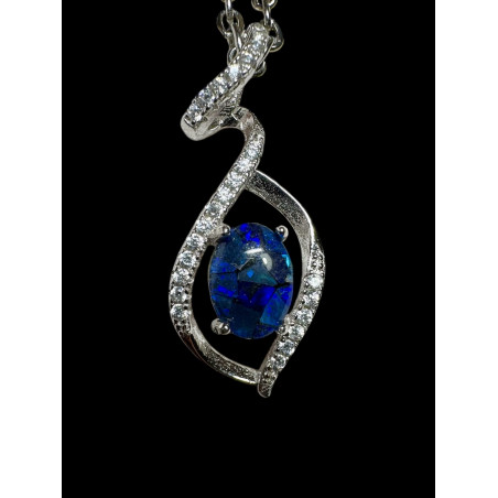 Pendentif argent Opale triplet mosaïque australien
