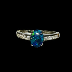 Bague opale triplet mosaïque australienne