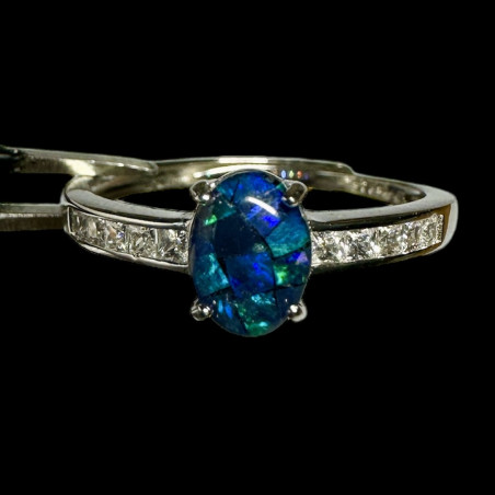 Bague opale triplet mosaïque australienne