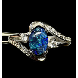 Bague argent opale triplet mosaïque australienne