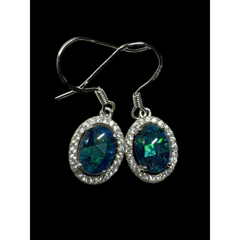 Boucles pendantes opales triplets australiennes