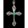 Pendentif argent "croix" zircons et  Opale doublet Australienne