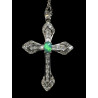 Pendentif argent "croix" zircons et  Opale doublet Australienne