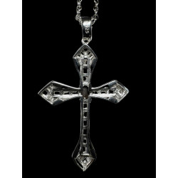 Pendentif argent "croix" zircons et  Opale doublet Australienne