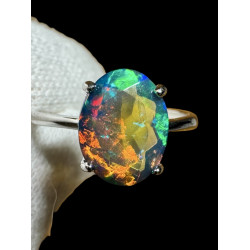 Bague argent opale welo facettée