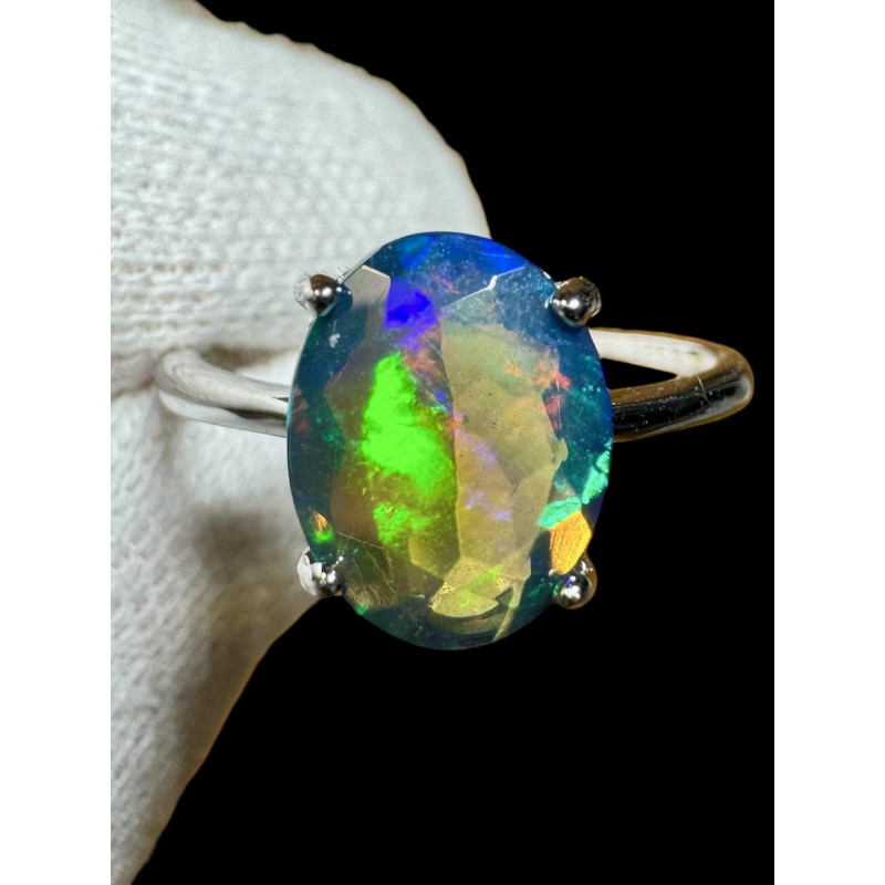 Bague argent opale welo facettée