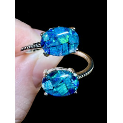 Bague argent opale triplet mosaïque australienne