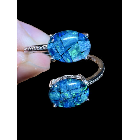Bague argent opale triplet mosaïque australienne