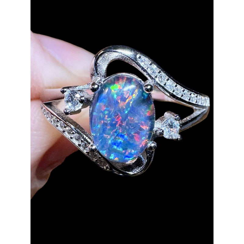 Bague argent opale triplet Australienne