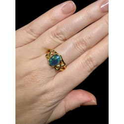 Bague argent plaqué or opale triplet australienne