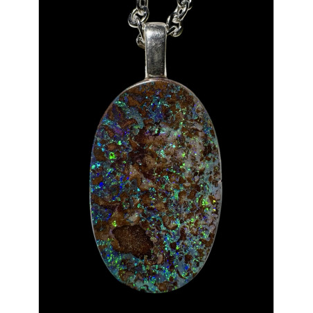 Pendentif argent opale boulder Yowah 11.90 carats