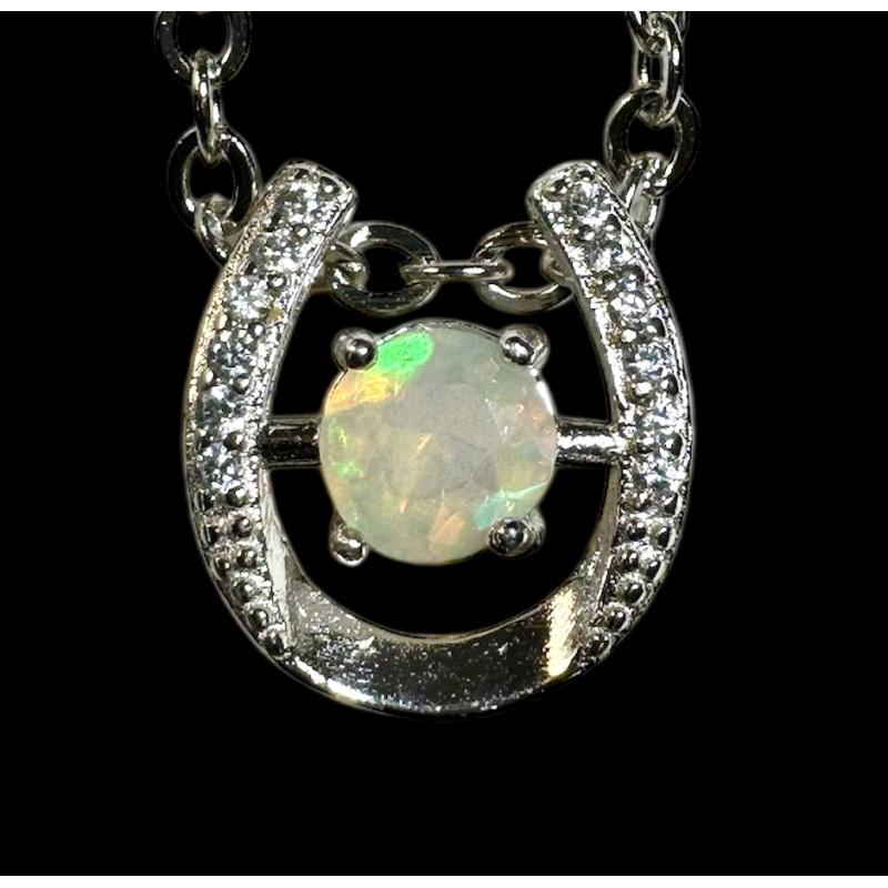 Pendentif argent fer à cheval Opale Ethiopienne