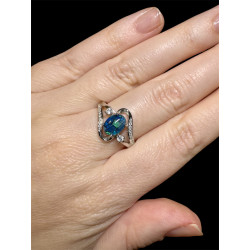 Bague argent opale triplet mosaïque australienne