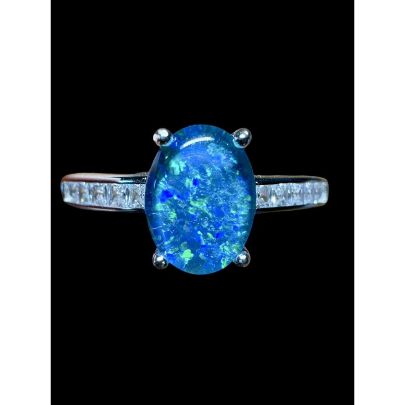 Bague argent opale triplet australienne