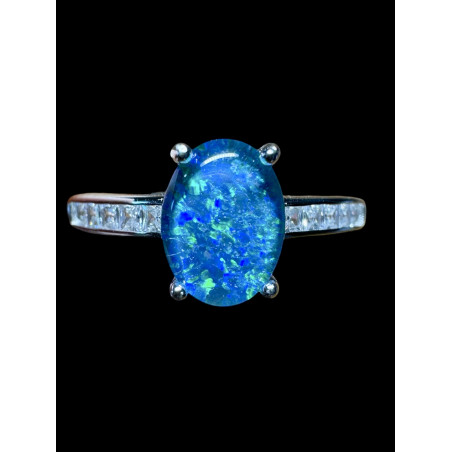 Bague argent opale triplet australienne