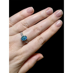 Bague argent opale triplet australienne