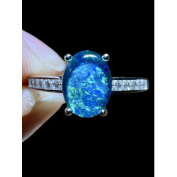 Bague argent opale triplet australienne