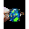 Bague argent plaqué or rose opale triplet australienne
