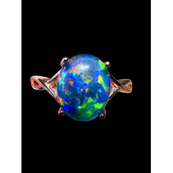 Bague argent plaqué or rose opale triplet australienne
