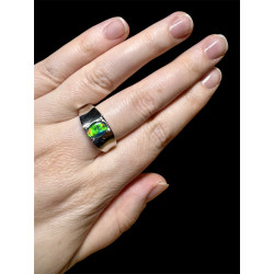 Bague Chevalière argent 925 opale australienne