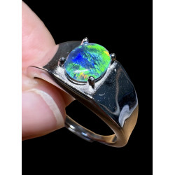 Bague Chevalière argent 925 opale australienne