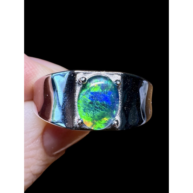 Bague Chevalière argent 925 opale australienne