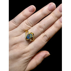 Bague argent plaqué or opale triplet australienne