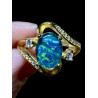 Bague argent plaqué or opale triplet australienne