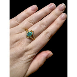 Bague argent plaqué or opale triplet australienne