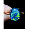 Bague argent plaqué or rose opale triplet australienne