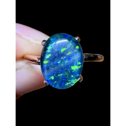 Bague argent plaqué or rose opale triplet australienne