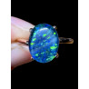 Bague argent plaqué or rose opale triplet australienne