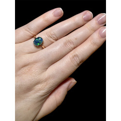 Bague argent plaqué or rose opale triplet australienne